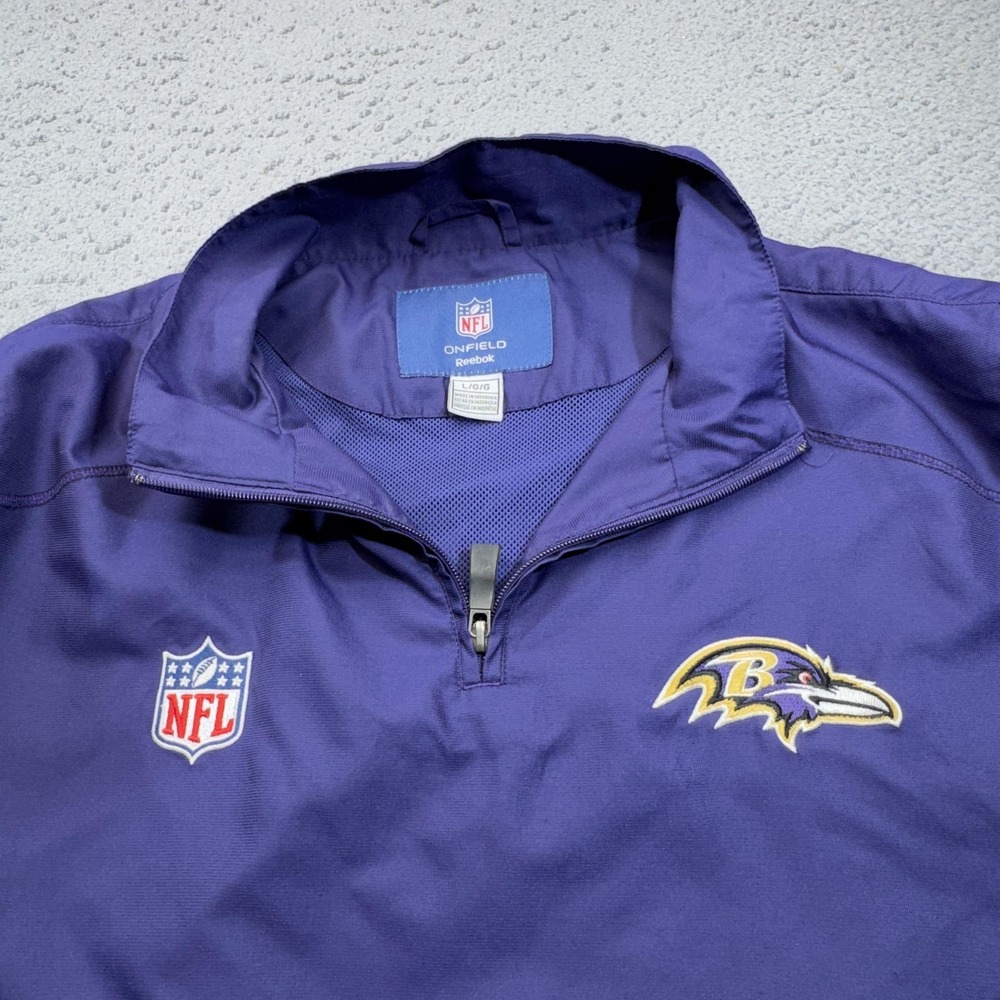 Baltimore Ravens Jacket Mens Large Purple NFL Football Reebok Onfield Pullover